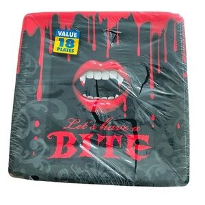 Dracula Vampire Rocky Horror Picture Square Paper Plates Gothic Halloween NEW🫦